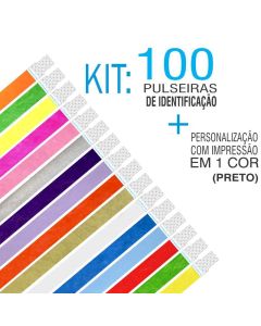 Pulseiras Identificação Tyvek Kit 100 unid