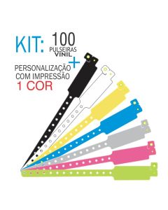 Pulseiras de identificação em Vinil Super Larga Kit 100 unid
